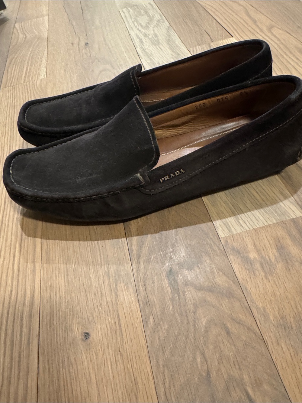 Prada Dark Brown Suede Moccasin Slip-Ons - Picture 3 of 11